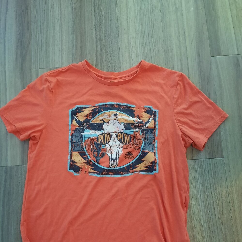 Dave Brisby Rock n Roll Denim Orange Pow Wow T shirt; Size large: Free Shipping!